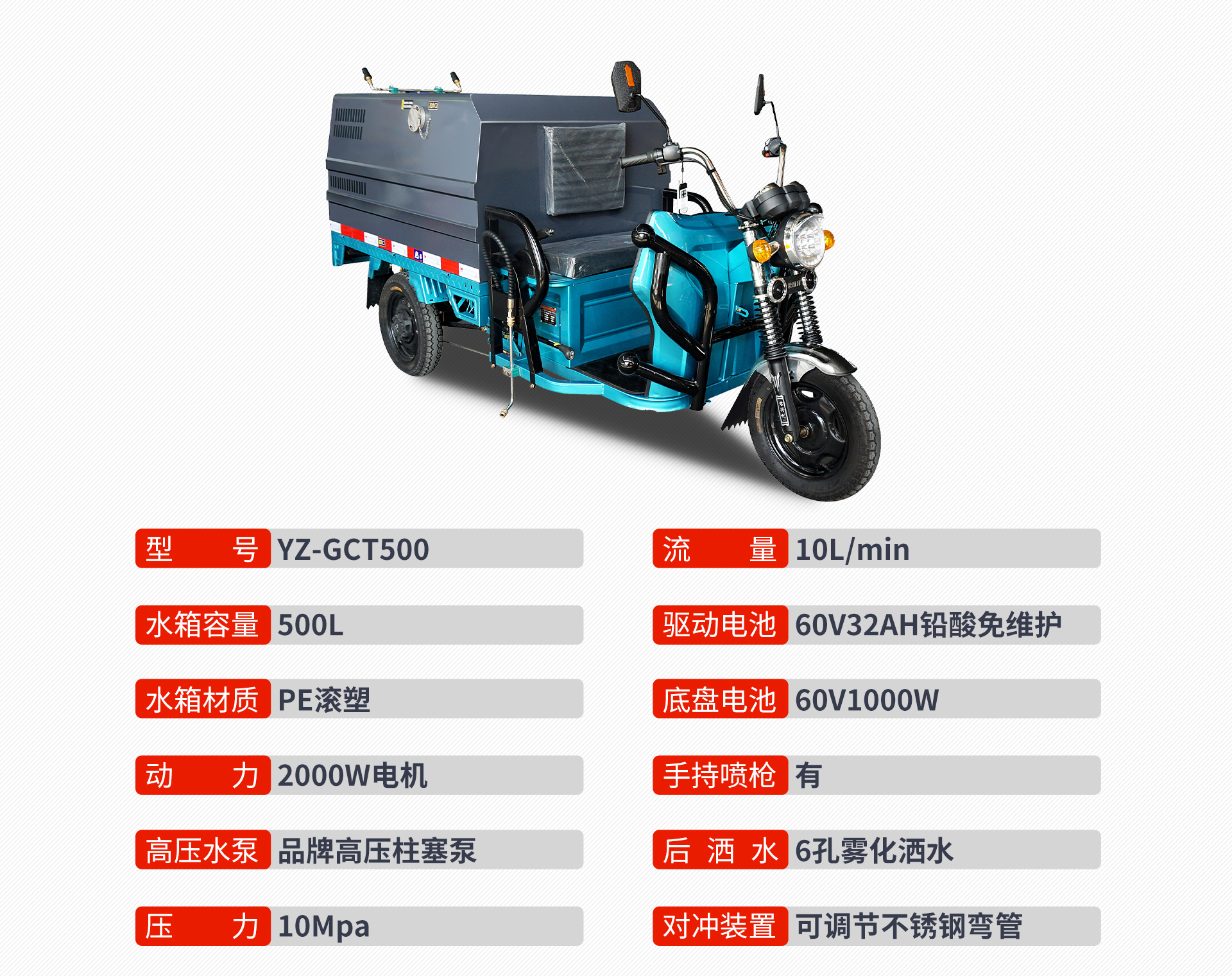 YZ-GCT500三輪高壓沖洗車(chē)